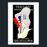 Vintage art deco Paris World expo 1937 53 x 73 Poster<br><div class="desc">Colors restored to original,  up to any size
 Poster advertisement for the Paris World exposition of 1937,  off white and white,  an d the colors of the French flag on a black background.</div>