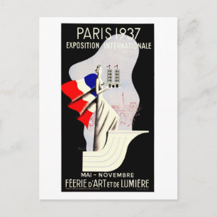 Vintage art deco Paris World expo 1937 Postcard