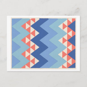 Vintage Art Deco Pattern in Blue Postcard