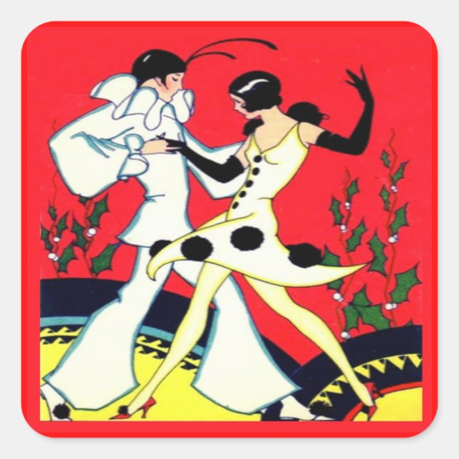 Vintage Art Deco Pierrot Dancers Stickers (Front)