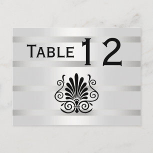 Vintage Art Deco Plume Black White H Table Number Postcard