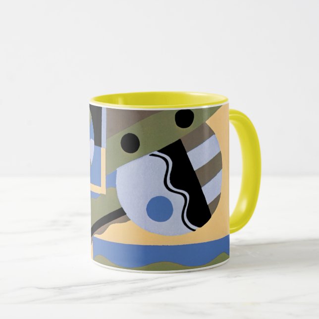 Vintage Art Deco Pochoir Jazz Cubism Pattern Mug (Front Right)