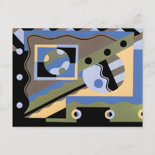 Vintage Art Deco Pochoir Jazz Cubism Pattern Postcard