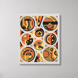 Vintage Art Deco Pochoir Jazz Geometric Circles Canvas Print
