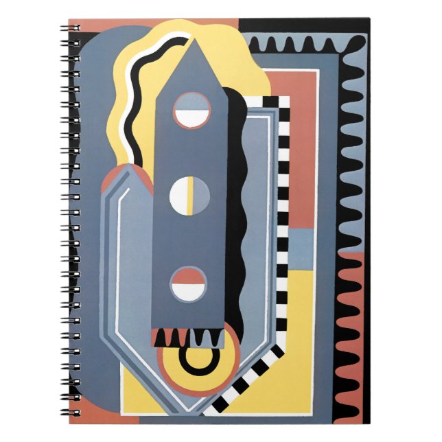 Vintage Art Deco Pochoir Jazz Geometric Patterns Notebook (Front)