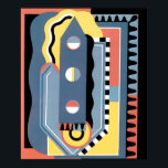 Vintage Art Deco Pochoir Jazz Geometric Patterns Poster<br><div class="desc">Vintage illustration art deco pochoir pattern by Georges Valmier from the french pattern book Collection Decors et Couleurs series, 1930. Pochoir is a stencil technique common in surrealism paintings. A modern cubism design featuring a variety of geometric shapes and colours. This pattern includes a writing instrument that resembles a pencil...</div>