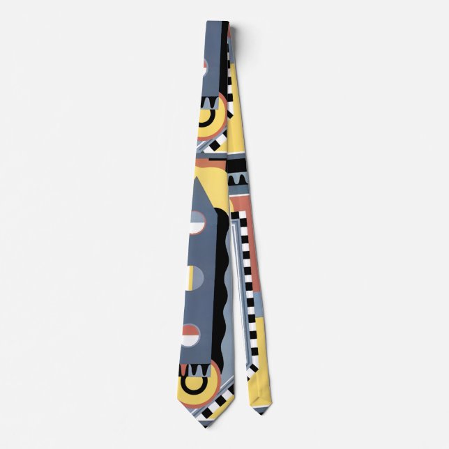 Vintage Art Deco Pochoir Jazz Geometric Patterns Tie (Front)