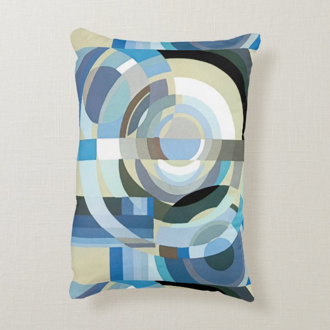 Vintage Art Deco Pochoir Jazz Geometric Shapes Decorative Cushion (Back(Vertical))