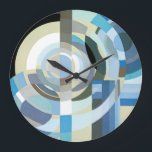 Vintage Art Deco Pochoir Jazz Geometric Shapes Large Clock<br><div class="desc">Vintage illustration art deco jazz pochoir geometric wallpaper pattern by Edouard Benedictus. Pochoir is a stencil technique common in surrealism paintings. An elegant and chic cubism design featuring circles, polygons, geometric shapes in cool or cold tone colours of different shades of blue from light to dark. A modern and sophisticated...</div>