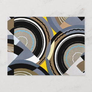 Vintage Art Deco Pochoir Jazz Geometric Shapes Postcard