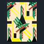 Vintage Art Deco Pochoir Jazz Geometric Shapes Poster<br><div class="desc">Vintage illustration art deco jazz pochoir wallpaper pattern by Serge Gladky from Nouvelles Compositions Decoratives, Paris, 1929. Pochoir is a stencil technique common in surrealism paintings. An elegant and chic cubism design featuring rectangles, triangles, geometric shapes and colours in complementary colours of a green red, black and yellow on a...</div>
