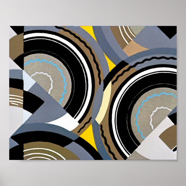 Vintage Art Deco Pochoir Jazz Geometric Shapes Poster (Front)