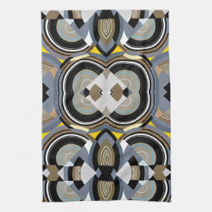 Vintage Art Deco Pochoir Jazz Geometric Shapes Tea Towel