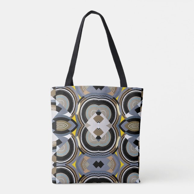 Vintage Art Deco Pochoir Jazz Geometric Shapes Tote Bag (Back)
