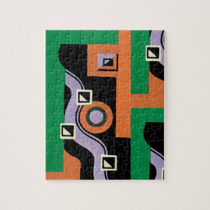 Vintage Art Deco Pochoir Jazz Illustration Pattern Jigsaw Puzzle