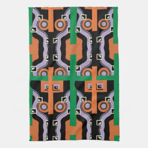 Vintage Art Deco Pochoir Jazz Illustration Pattern Tea Towel