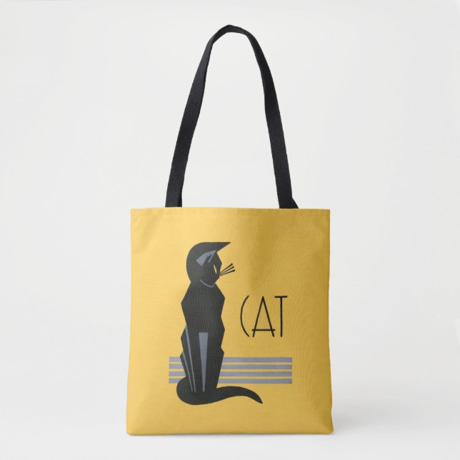 Vintage Art Deco Poster Cat Tote Bag (Front)