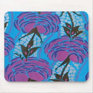 Vintage Art Deco Purple and Blue Floral Mousepad