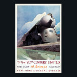 Vintage Art Deco Railroad Travel, 1938 Poster<br><div class="desc">A poster advertising New York to Chicago train service aboard the iconic art deco styled 20th Century Limited. New York,  1938.</div>