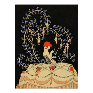 Vintage Art Deco Redhead Woman Poster – 1920s 