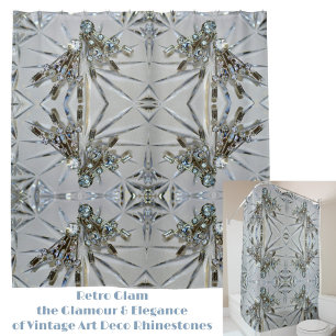 Vintage Art Deco Rhinestone Elegant Silvery Grey Shower Curtain