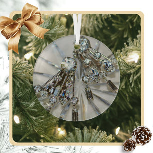 Vintage Art Deco Rhinestones Elegant Glam Glass Tree Decoration