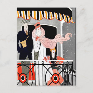 VINTAGE ART DECO "RIDE THE RAILS" TRAVEL POSTCARD