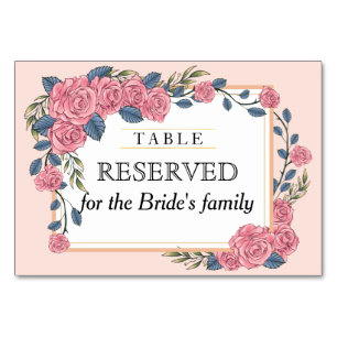 Vintage art deco rose frame wedding reserved table number
