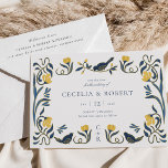 Vintage Art Deco Save the Date Card<br><div class="desc">This Vintage Art Deco Save the Date from the Adaline Collection features all hand-drawn,  art deco-style florals in shades of navy blue with a pop of yellow. Creates a stunning first impression for your wedding guests!</div>
