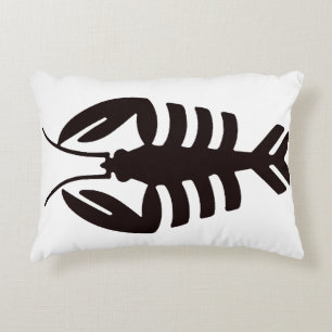 Vintage Art Deco Seafood, Lobster in Black Decorative Cushion