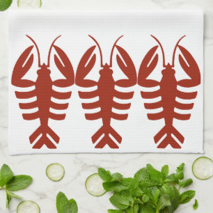 Vintage Art Deco Seafood, Lobster in Red Tea Towel