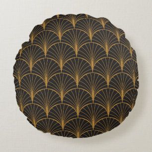 Vintage Art Deco Seamless Pattern. Geometric decor Round Cushion
