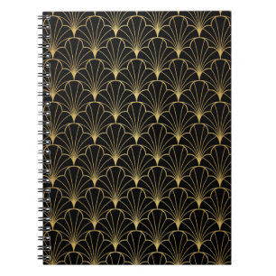 Vintage art deco seamless pattern notebook