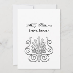 Vintage Art Deco Silver Plume Arabesque Invitation