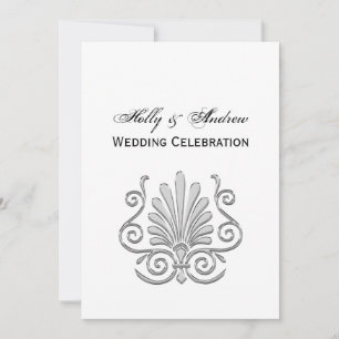 Vintage Art Deco Silver Plume Arabesque Invitation