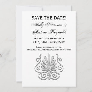 Vintage Art Deco Silver Plume Arabesque Invitation