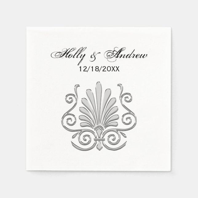 Vintage Art Deco Silver Plume Arabesque Napkin (Front)