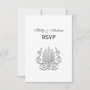 Vintage Art Deco Silver Plume Arabesque RSVP Card