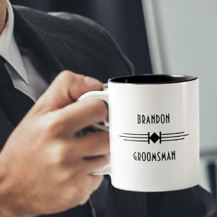 Vintage Art Deco Simple Groomsman Gift Two-Tone Coffee Mug