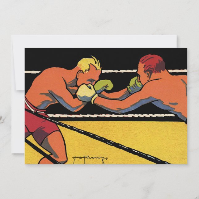 Vintage Art Deco Sports Boxing, Boxers Punching (Front)