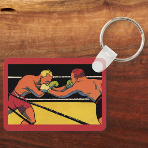 Vintage Art Deco Sports Boxing, Boxers Punching Key Ring