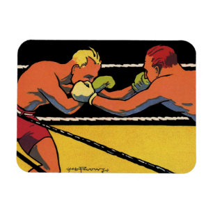 Vintage Art Deco Sports Boxing, Boxers Punching Magnet