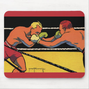 Vintage Art Deco Sports Boxing, Boxers Punching Mouse Mat