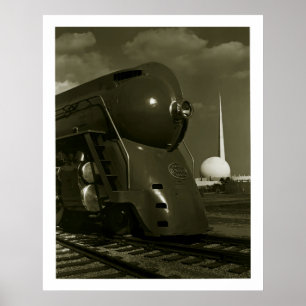 Vintage Art Deco "Steampunk" Locomotive Poster