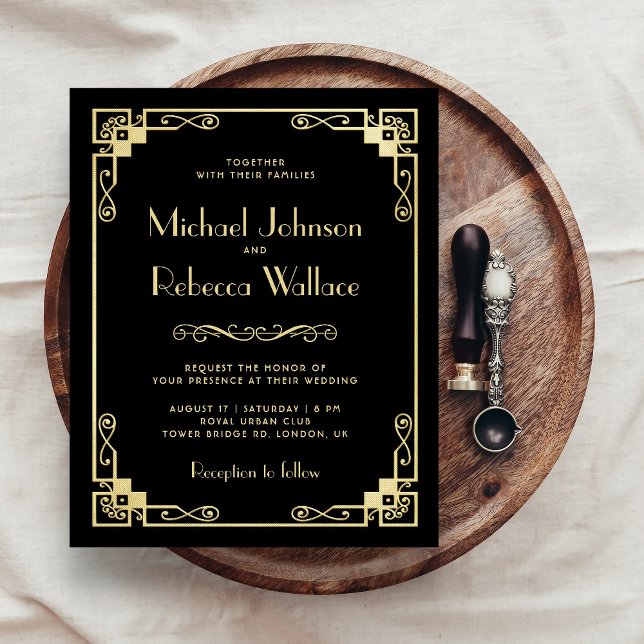 Vintage Art Deco Style Budget Wedding Invitation (Creator Uploaded)