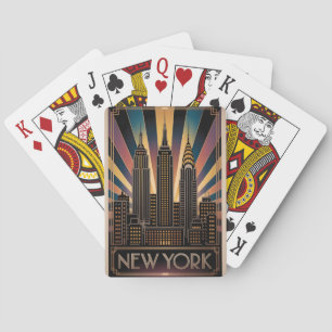 Vintage Art Deco Style Travel Poster of New York Playing Cards