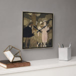 Vintage Art Deco, Surprise by George Barbier Square Wall Clock<br><div class="desc">Vintage illustration Art Deco design titled Surprise by George Barbier. A masquerade party with fairy tale characters dressed in elegant costumes and wearing masks. Harlequinade is a British comic theatrical genre,  pantomime with the characters Harlequin,  who loves Columbine,  Columbine's greedy father Pantaloon,  a mischievous Clown,  and the servant,  Pierrot.</div>