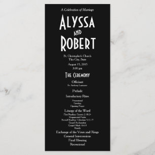 Vintage Art Deco Text Wedding Program Programme