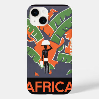 Vintage Art Deco Travel, Native in African Jungle Case-Mate iPhone 14 Case