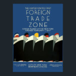 Vintage Art Deco US 1st Foreign Trade Zone WPA Poster<br><div class="desc">This is a digitally enhanced print of a vintage 1937 Art Deco WPA poster for the City of New York Department of Docks,  showing five ocean liners,  and titled "The United States' first foreign trade zone". Although the background colour was derived from the original design,  you can customise it.</div>